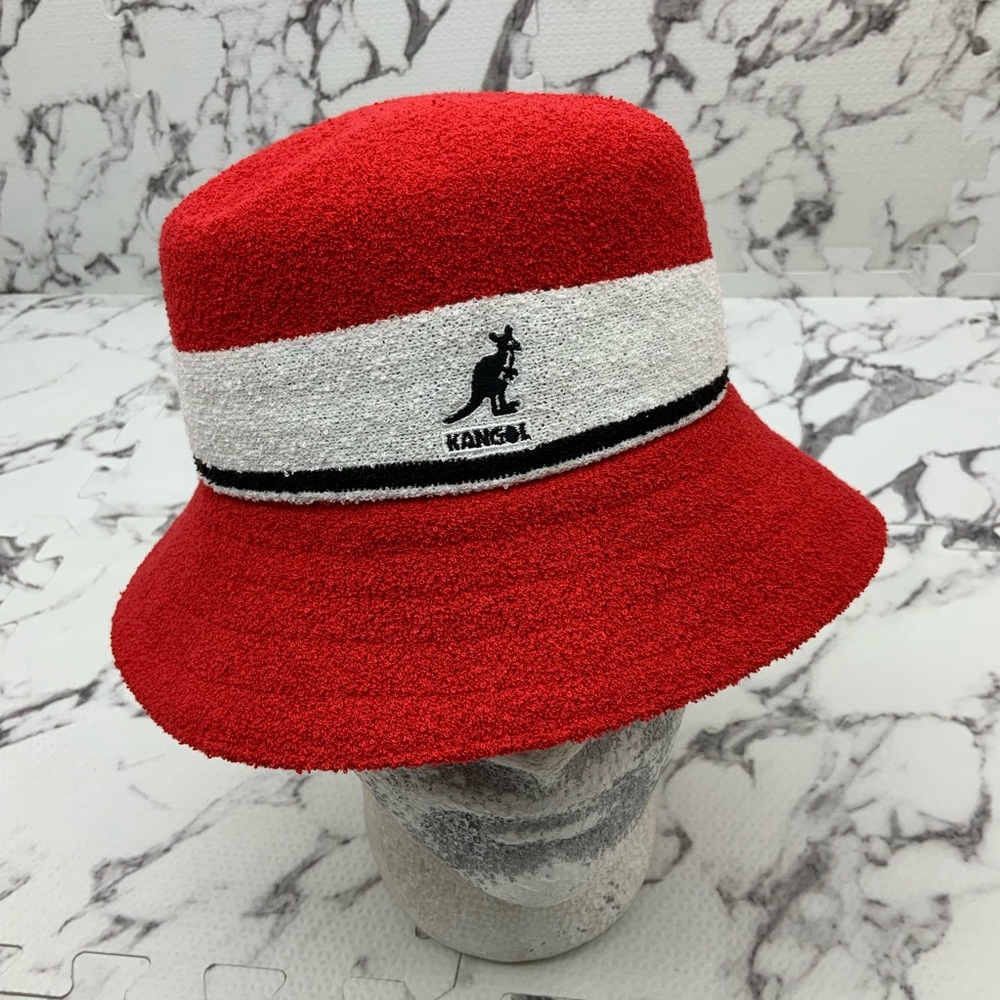 Men's Kangol Red | White | Black Bermuda Stripe Bucket Hat NWT